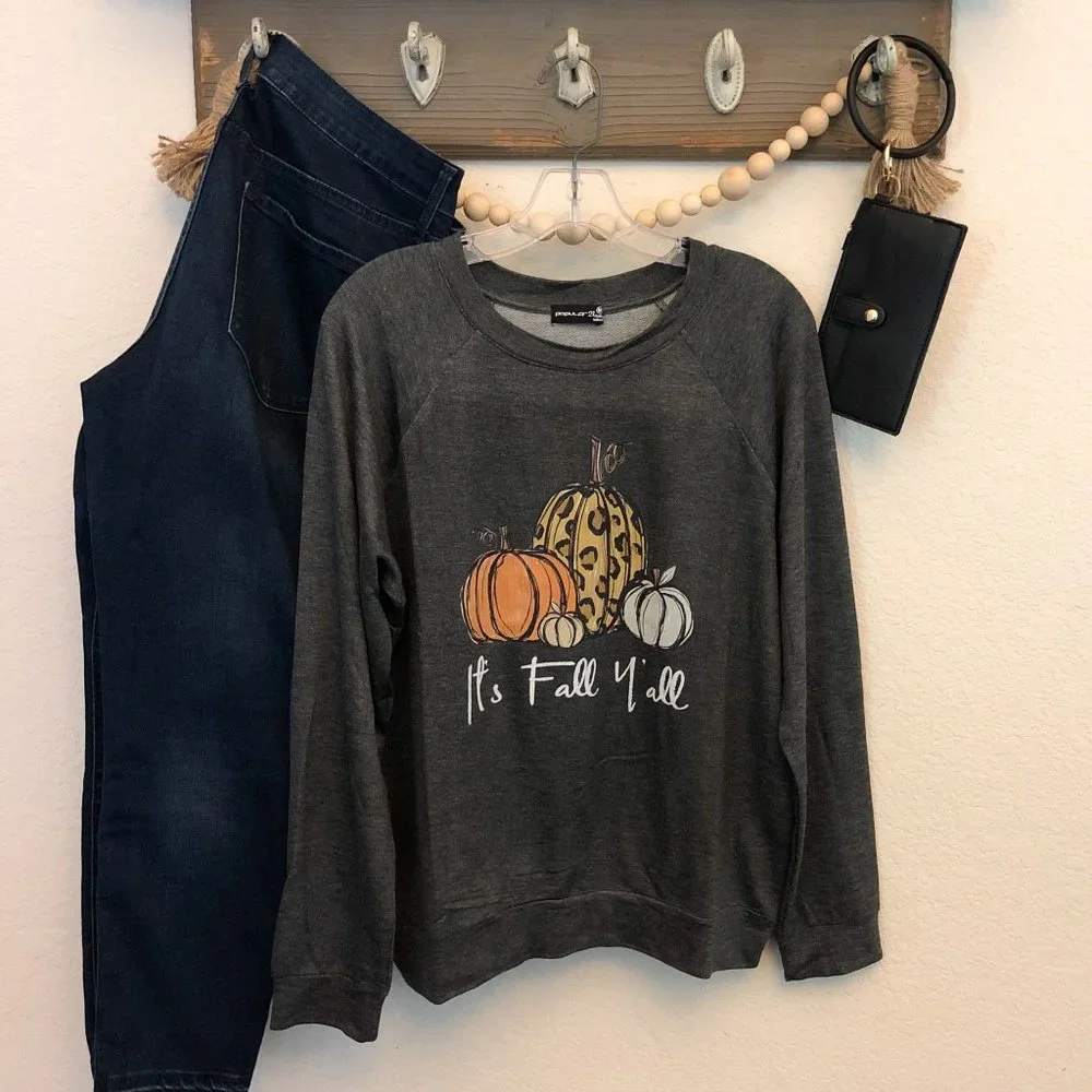 SALE!!!  NWT!!! “It's Fall Y'all” Scoop Neck Lightweight Sweatshirt - Picture 3 of 4